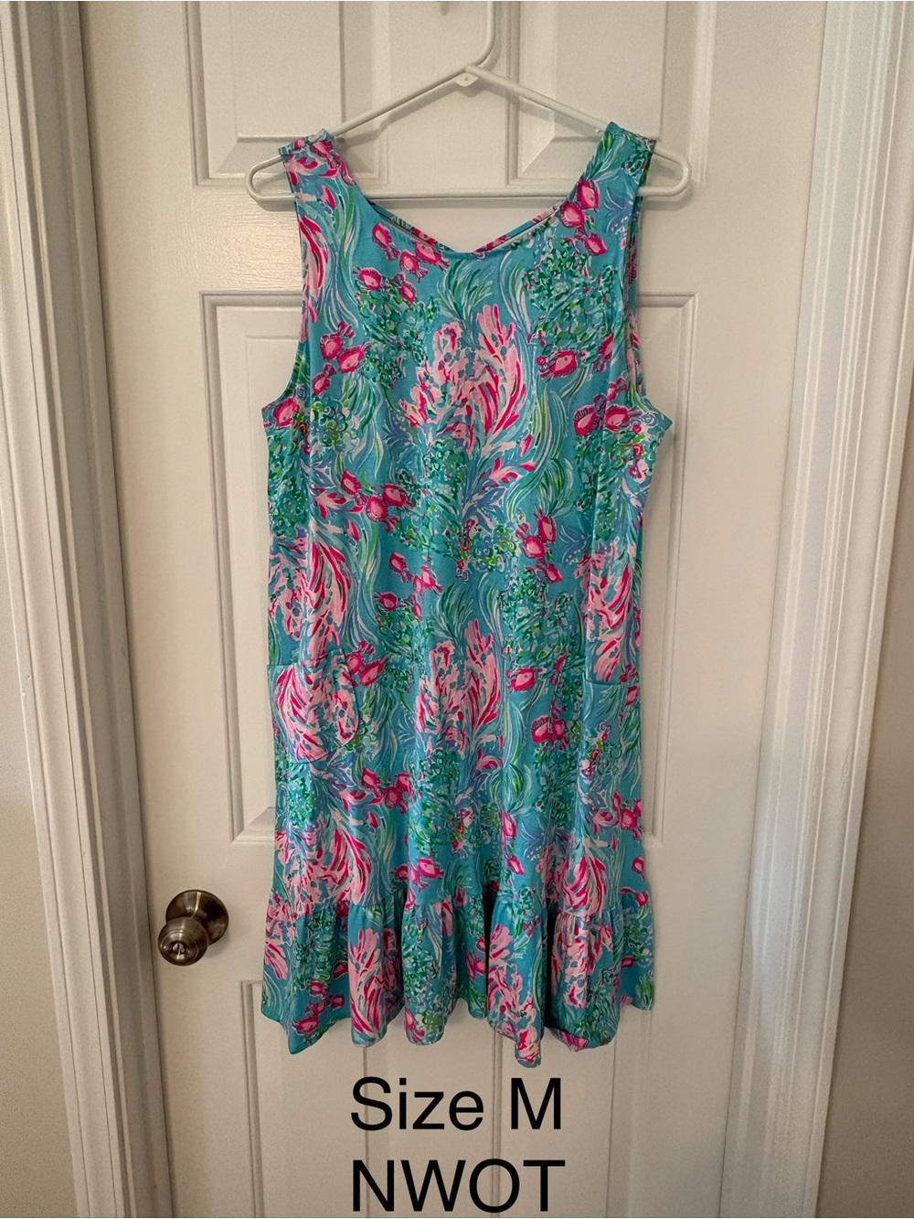 Lilly Pulitzer Aqua and Pink Floral Midi Dress